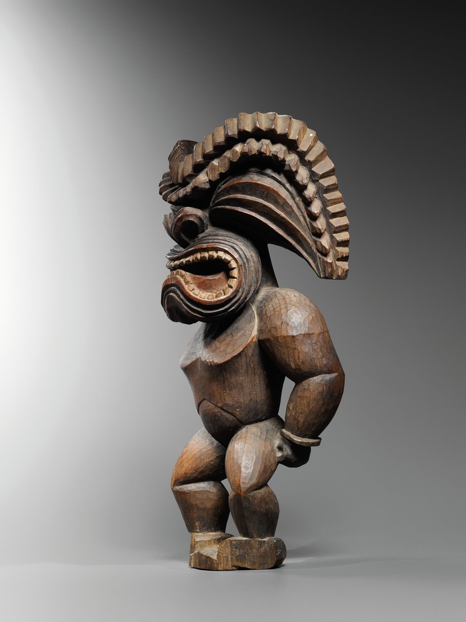 Hawaiisk figur, kona-stil, repræsenterende krigsguden, ku ka ’ili moku, ca. 1780-1820 (træ) af School Hawaiian