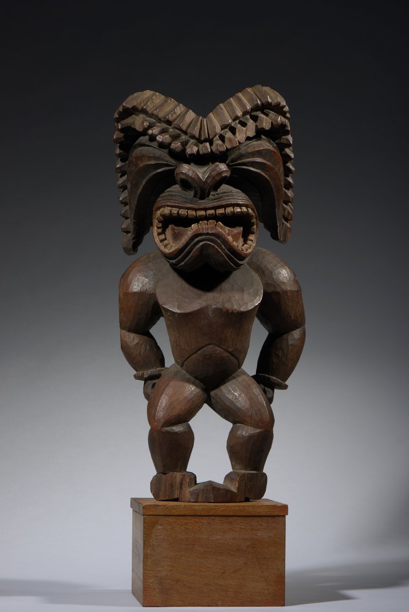 Hawaiisk figur, kona-stil, repræsenterende krigsguden, ku ka ’ili moku, ca. 1780-1820 (træ) af School Hawaiian