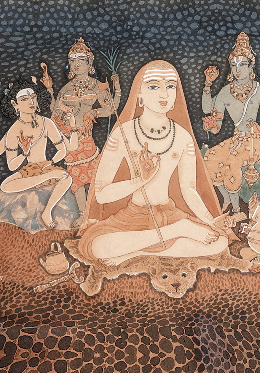 Adi Sankara (akvarel på papir) af School Indian