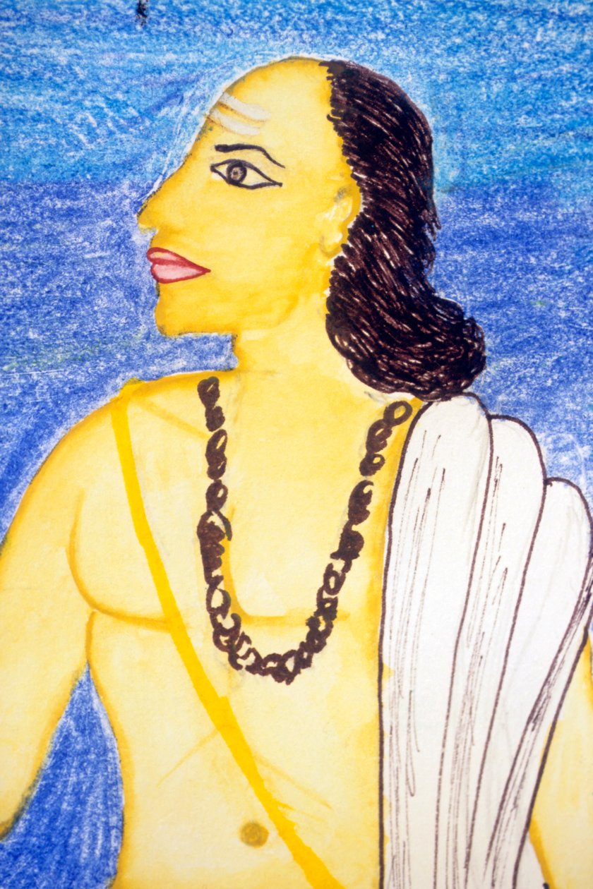 Aryabhata (akvarel på papir) af School Indian