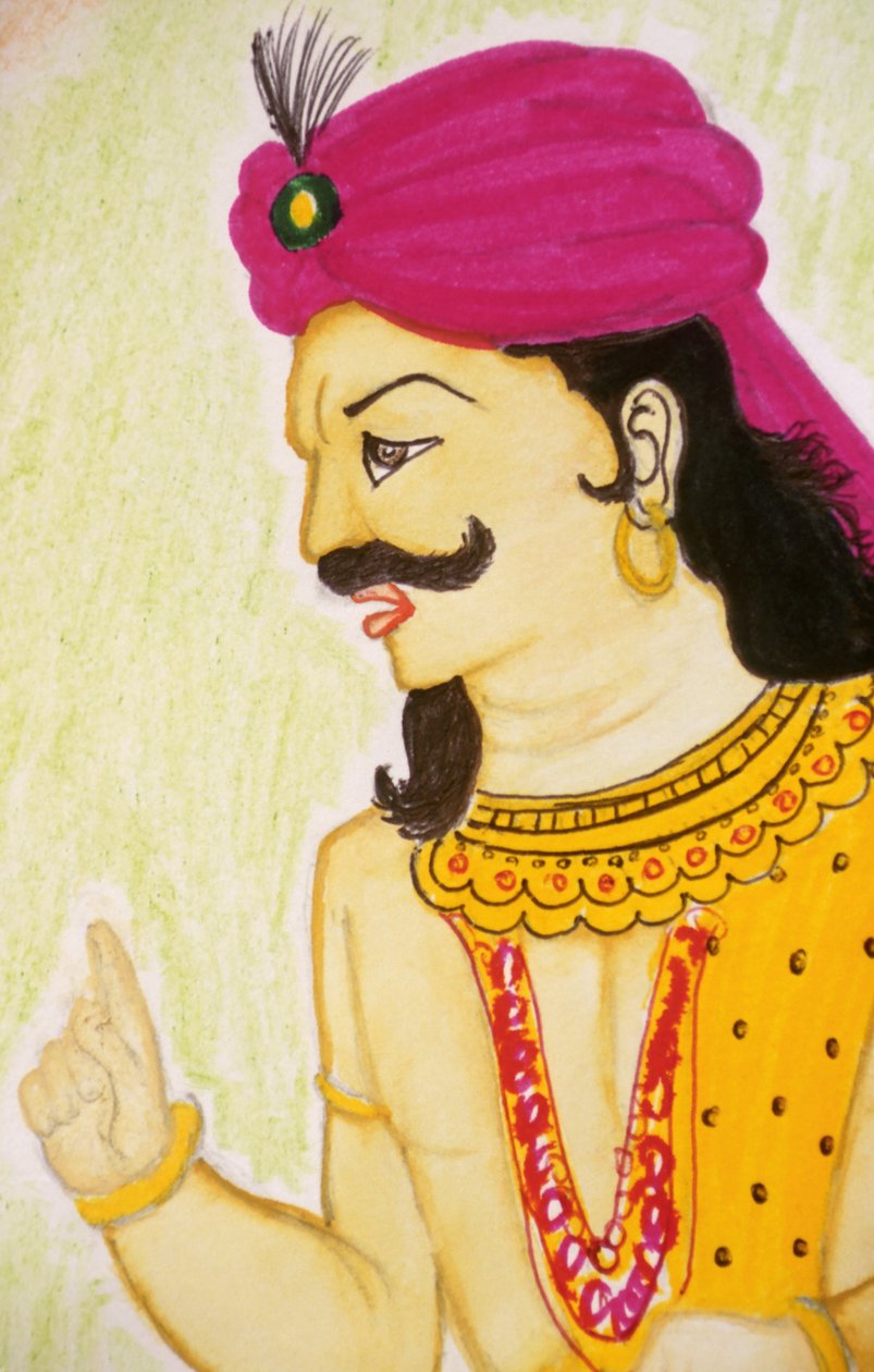 Chandragupta (akvarel på papir) af School Indian