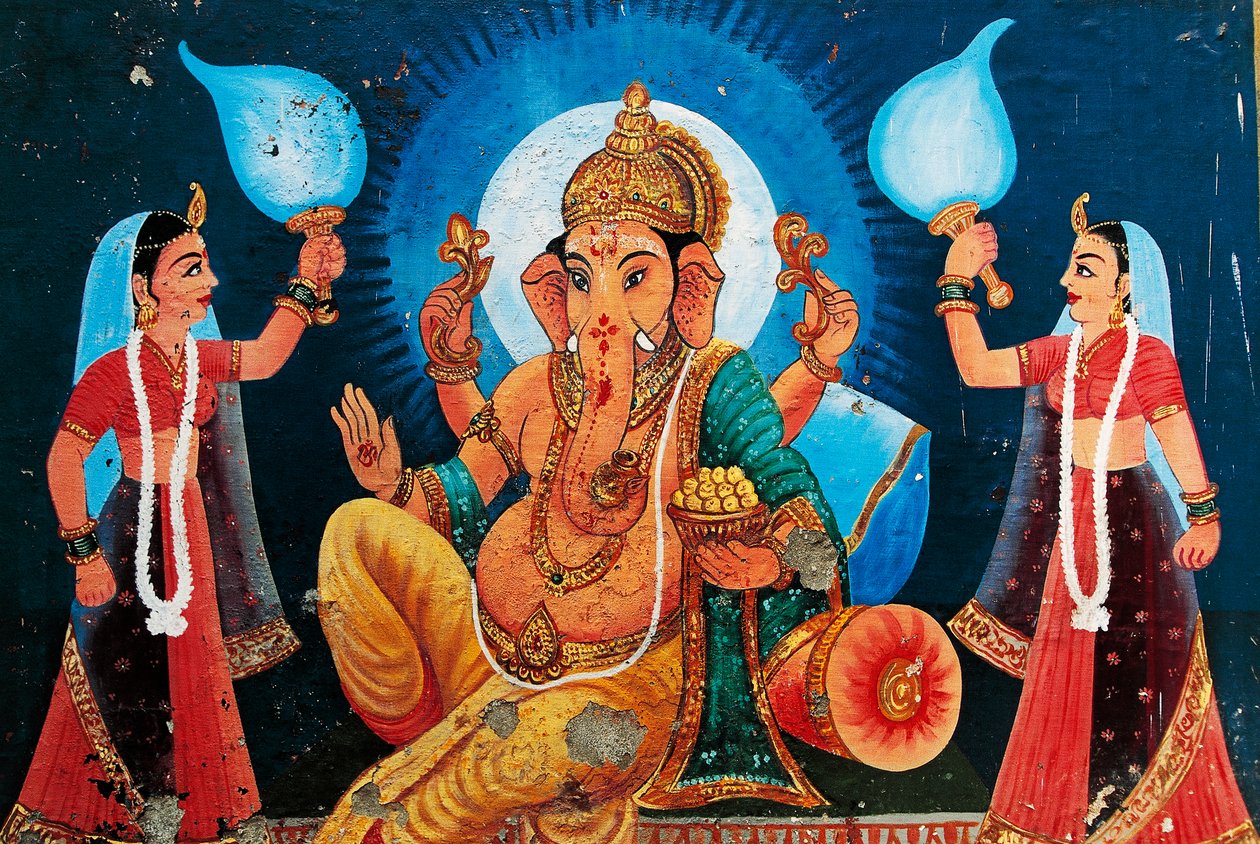 Afbildning af Ganesh, Benares, Indien af School Indian