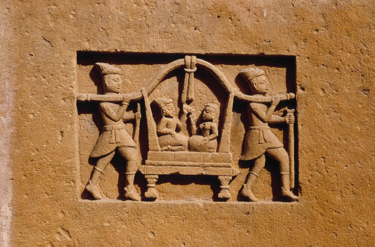 Detalje fra et af Jain-templerne i Lodurva (sten) af School Indian