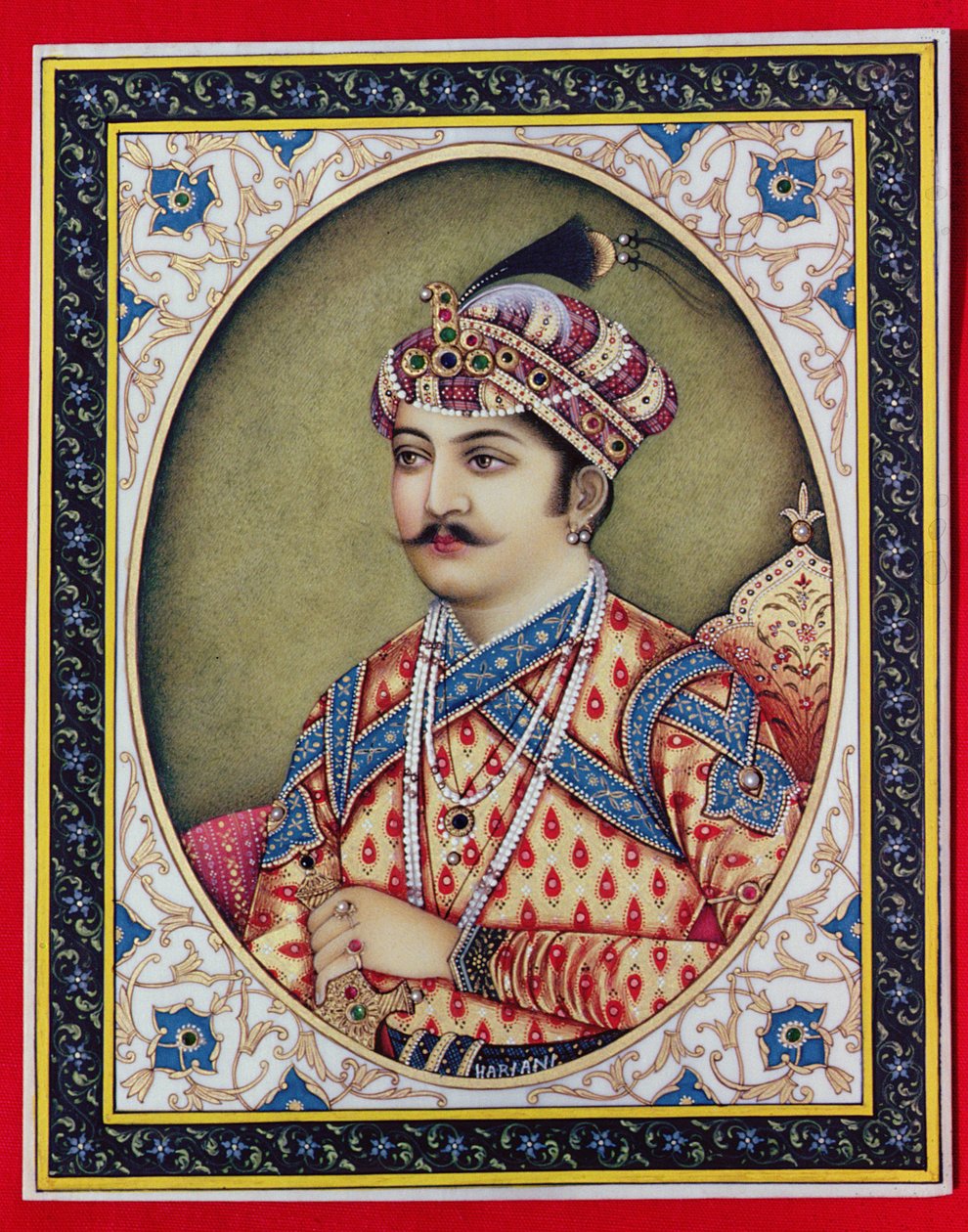 Kejser Muhammad Akbar (1542-1605) (gouache og akvarel på elfenben) af School Indian