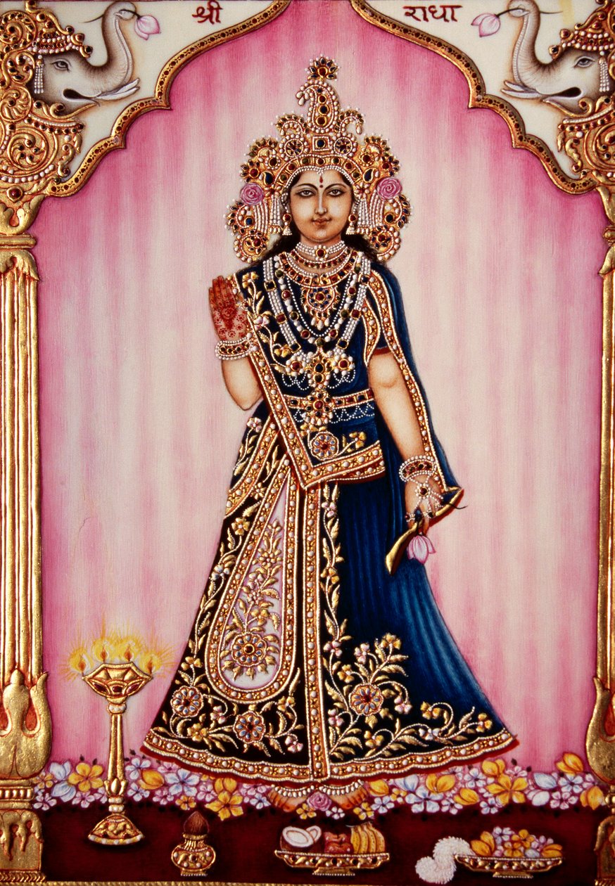 Gudinde Radha Miniaturemaleri på elfenben af School Indian