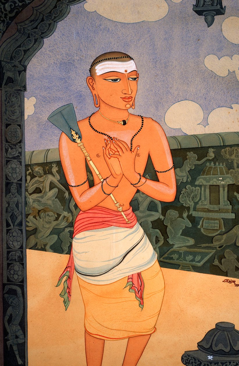 Hindu-munk (akvarel på papir) af School Indian