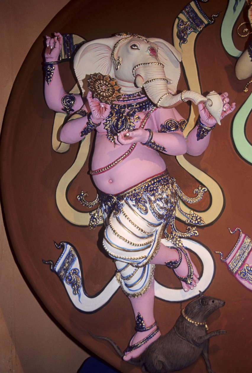 Idol af den elefanthovedede gud Ganesh (gips) af School Indian