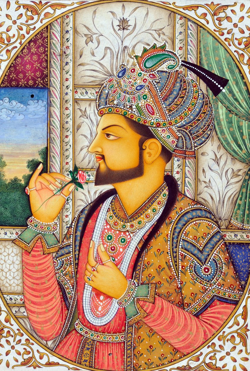 Miniaturemaleri Mughul-kejser Shah Jahan Indien Asien af School Indian