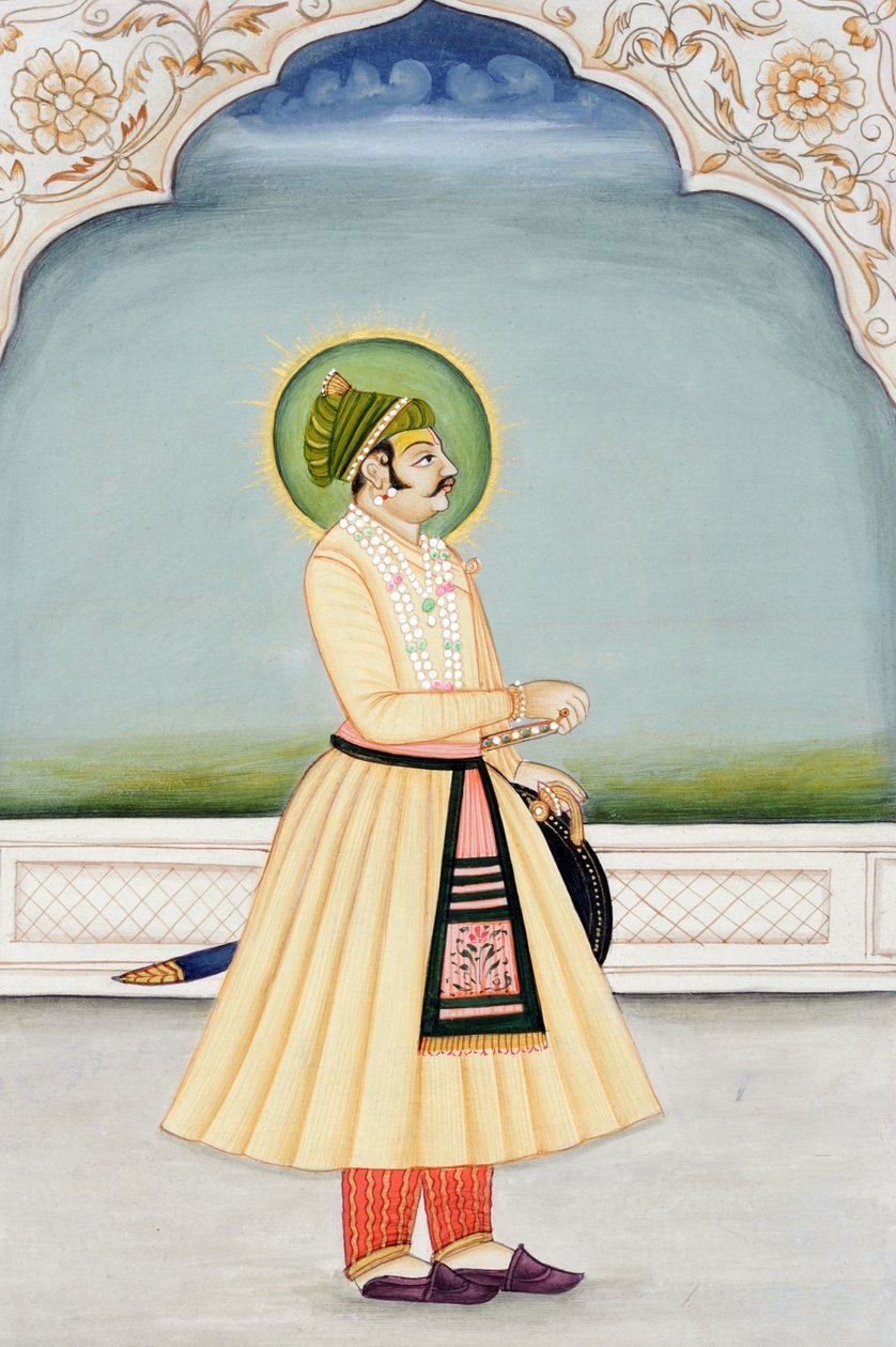 Miniaturemaleri af Maharaja Kishan Singh, Jaipur af School Indian