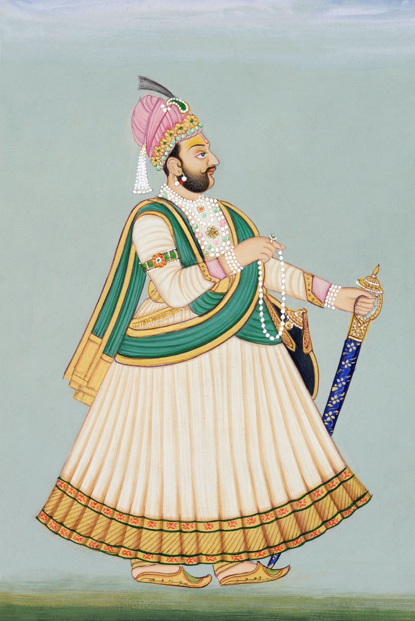 Miniaturemaleri af Maharaja Sawai Jagat Singh, Jaipur af School Indian