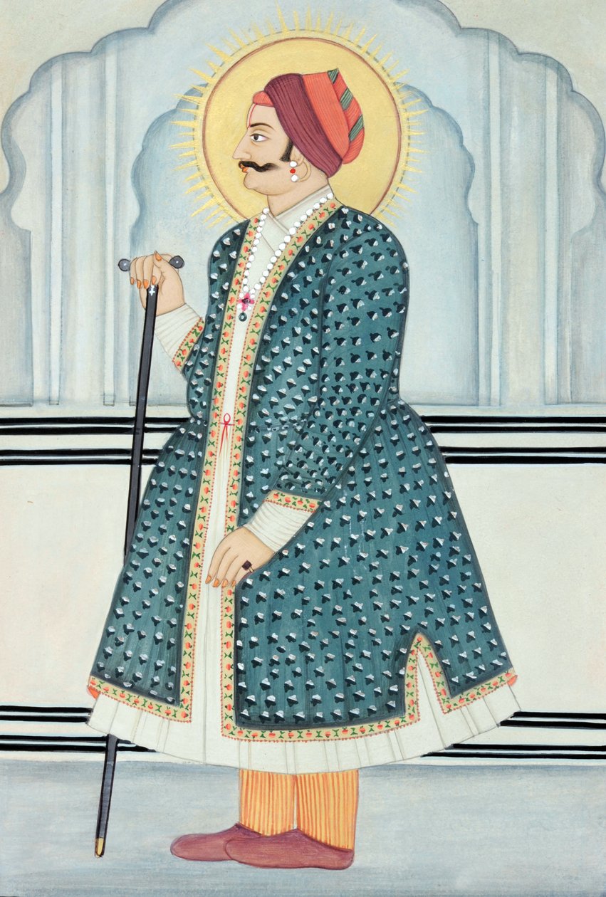 Miniaturemaleri af Maharaja Sawai Jai Singh Two, Jaipur af School Indian