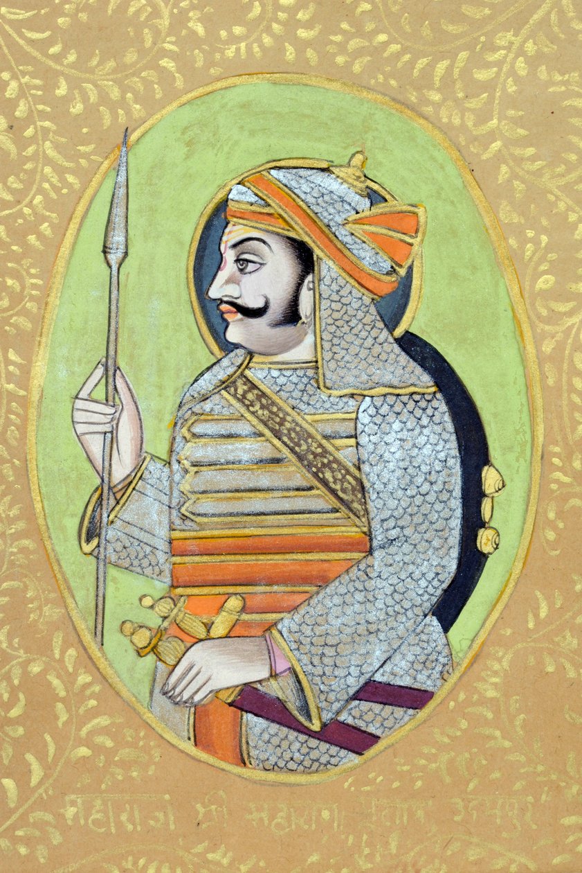 Miniaturemaleri af Maharana Pratap Singh af School Indian