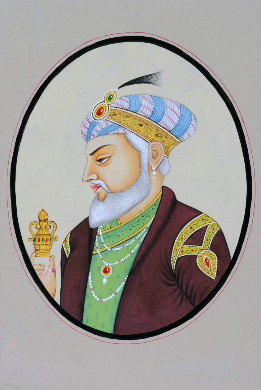 Miniaturemaleri af mogulkejser Aurangzeb af School Indian