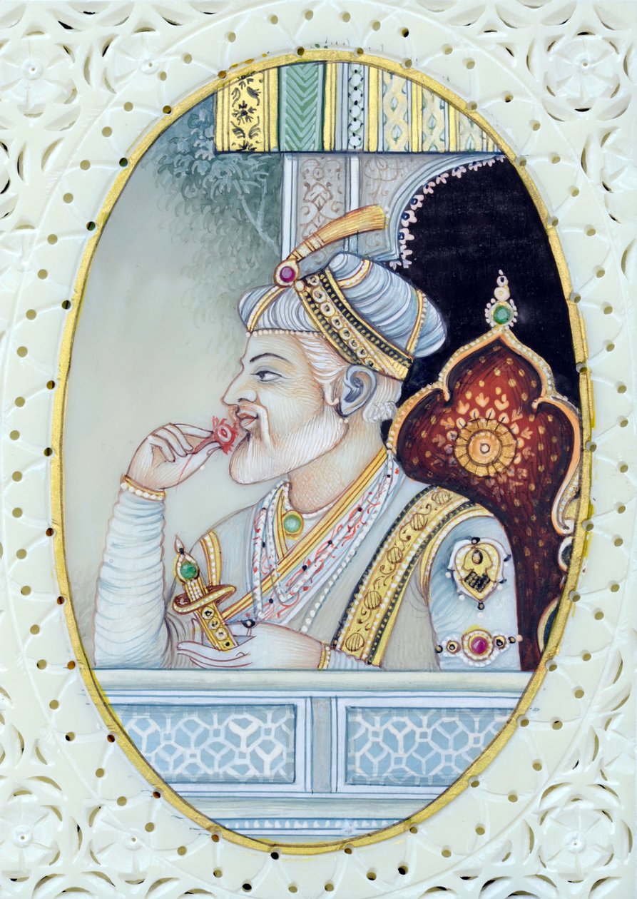 Miniaturemaleri af mogulkejser Aurangzeb af School Indian