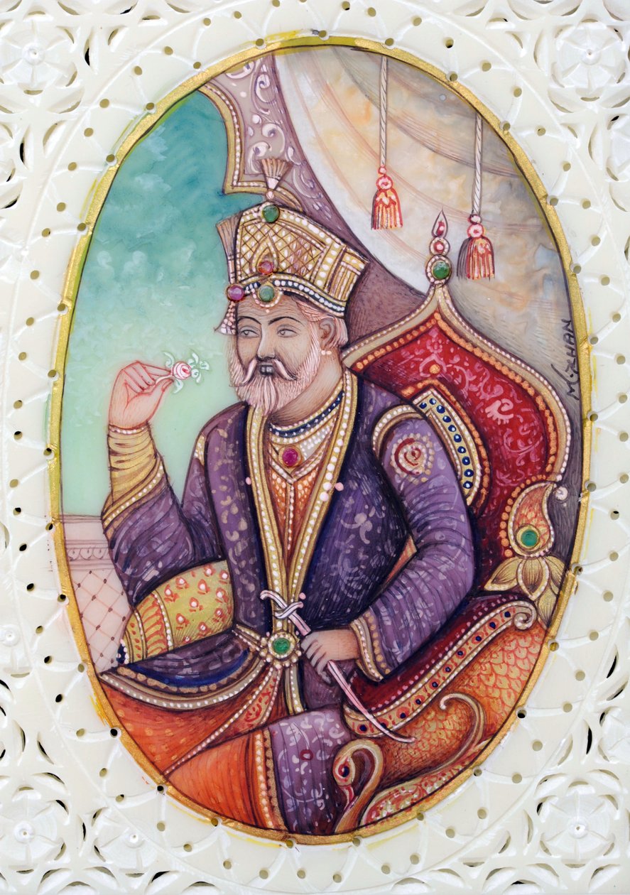 Miniaturemaleri af mogulkejser Bahadur Shah Zafar af School Indian