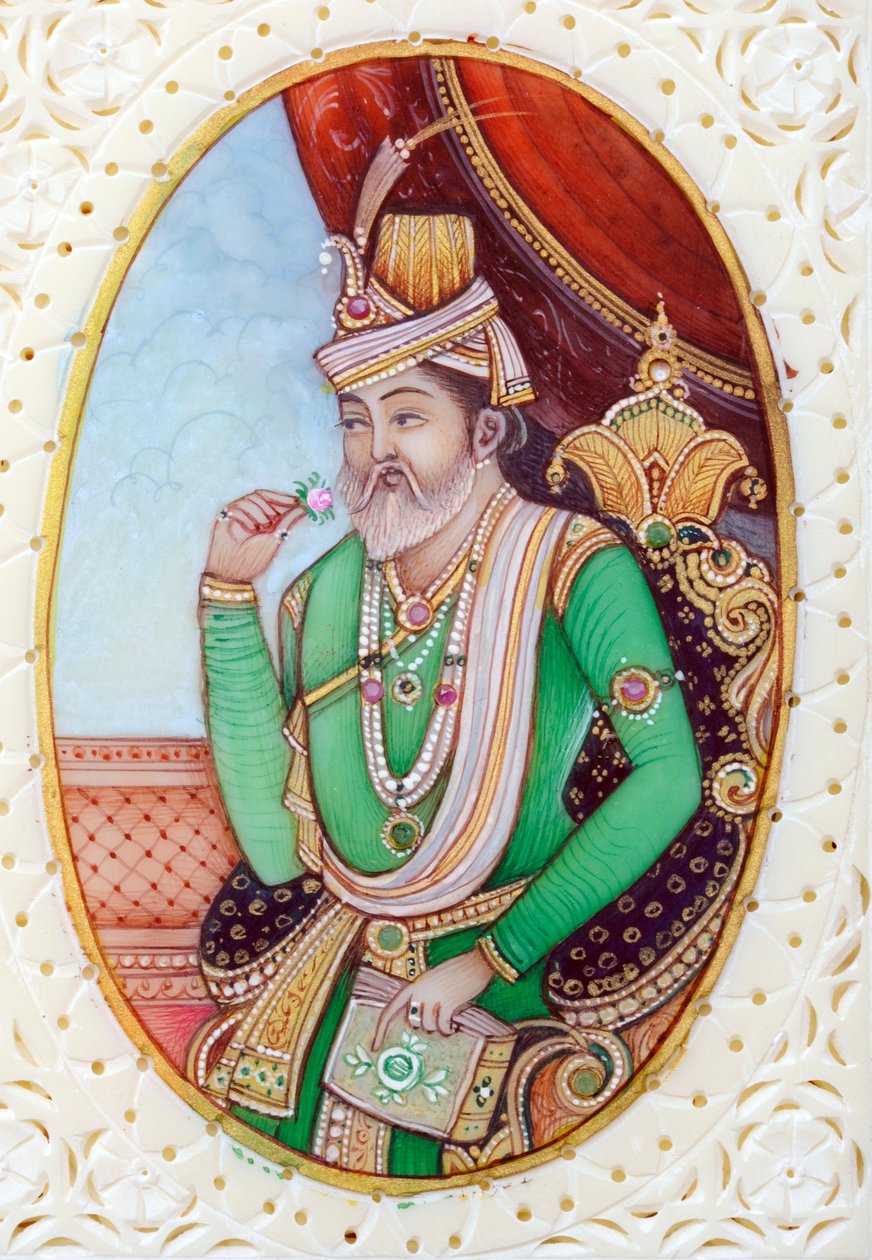 Miniaturemaleri af mogulkejseren Humayun af School Indian