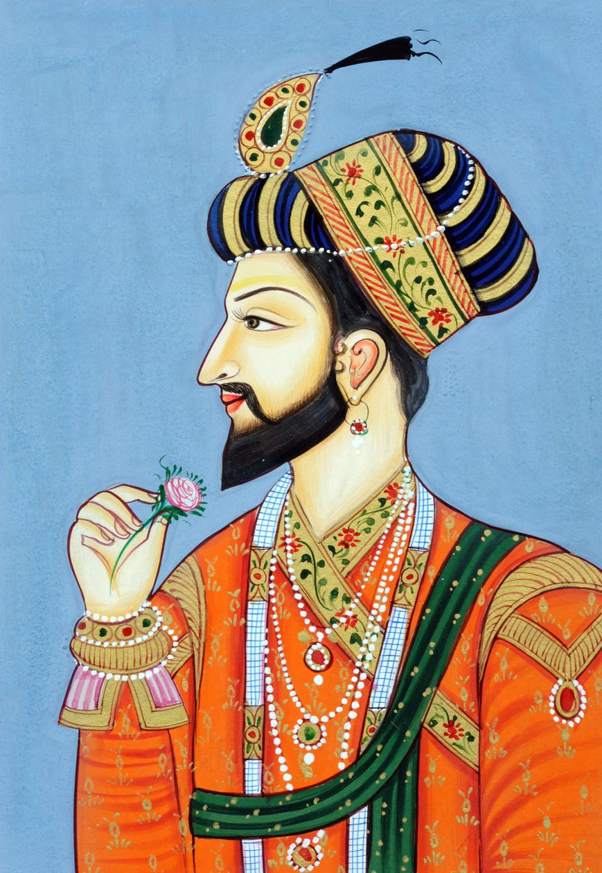 Miniaturemaleri af mogulkejseren Shah Jahan af School Indian