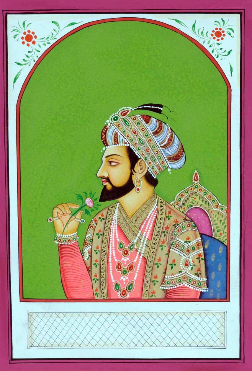 Miniaturemaleri af mogulkejseren Shah Jahan af School Indian