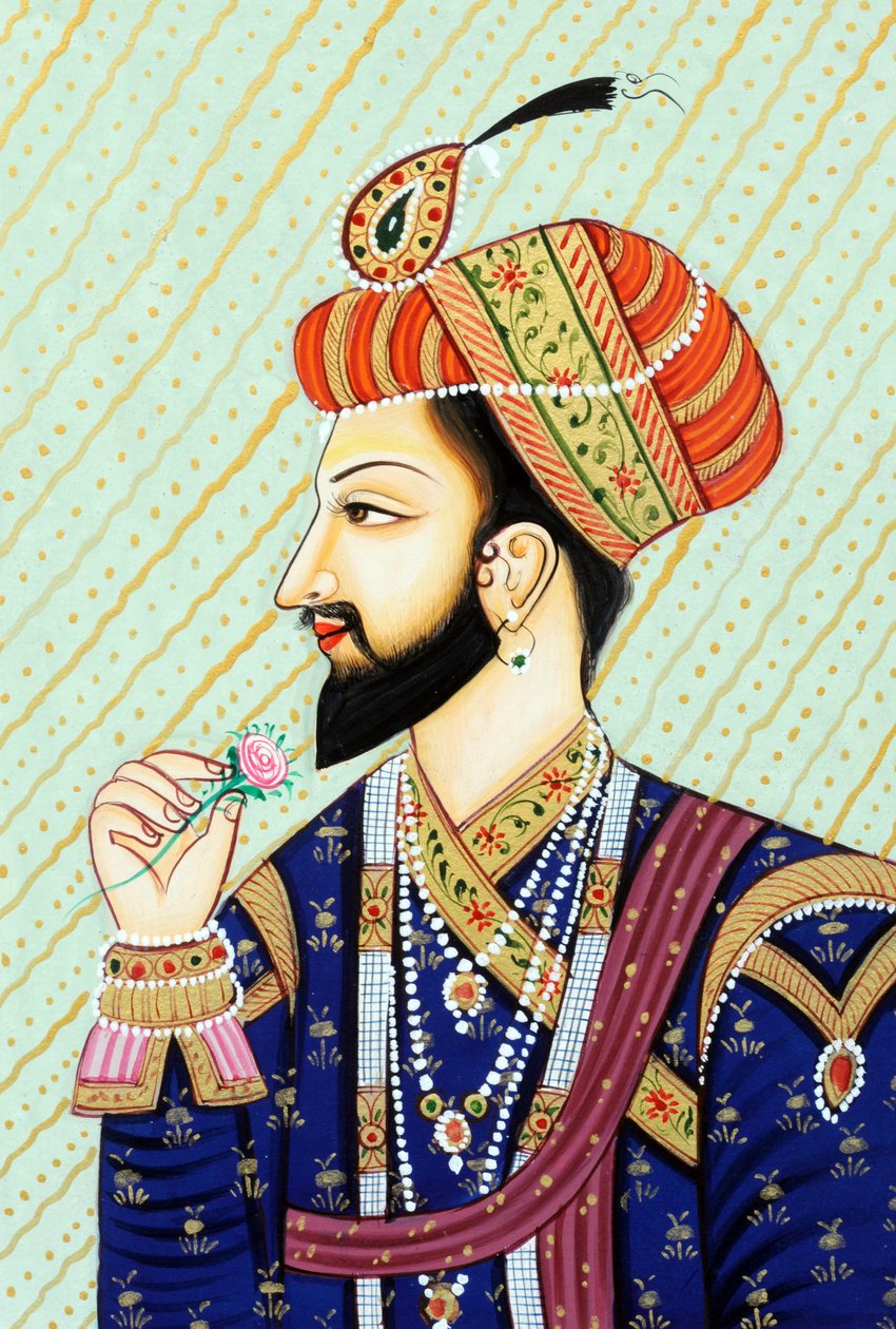 Miniaturemaleri af mogulkejseren Shah Jahan af School Indian