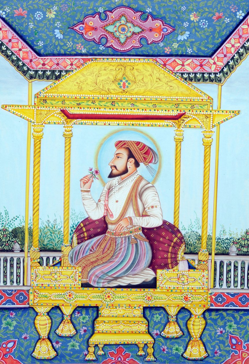 Miniaturemaleri af mogulkejseren Shah Jahan af School Indian