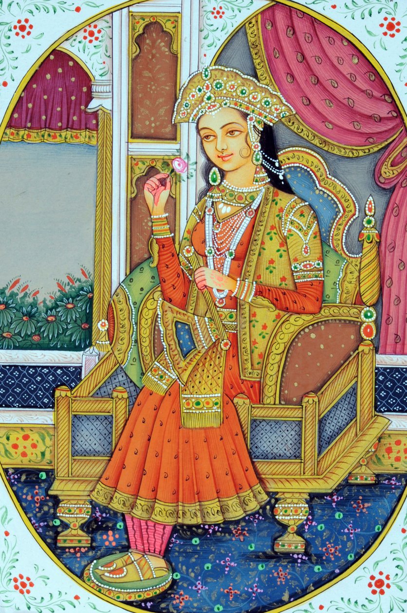 Miniaturemaleri af moguldronningen Mumtaz Mahal af School Indian