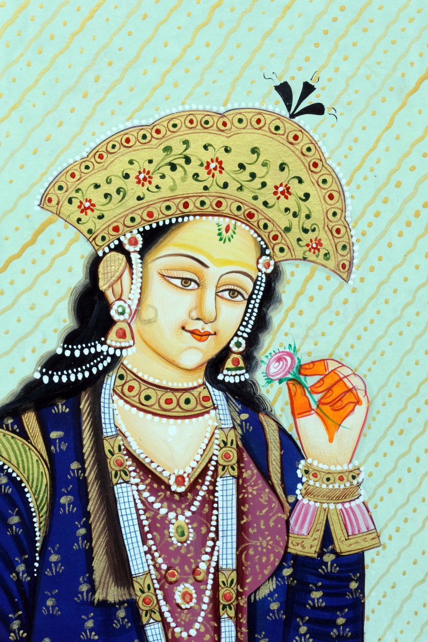 Miniaturemaleri af moguldronningen Mumtaz Mahal af School Indian
