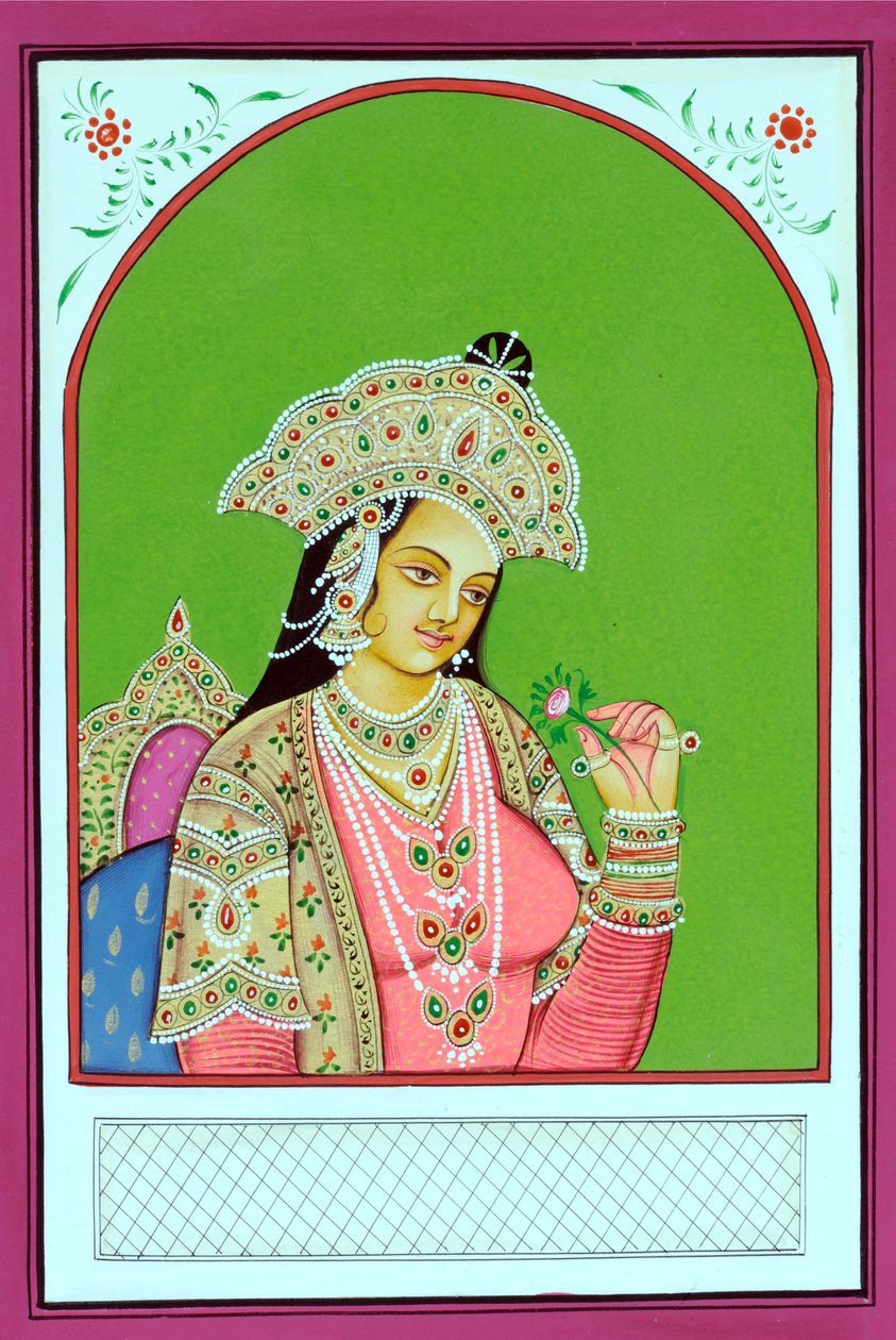 Miniaturemaleri af moguldronningen Mumtaz Mahal af School Indian