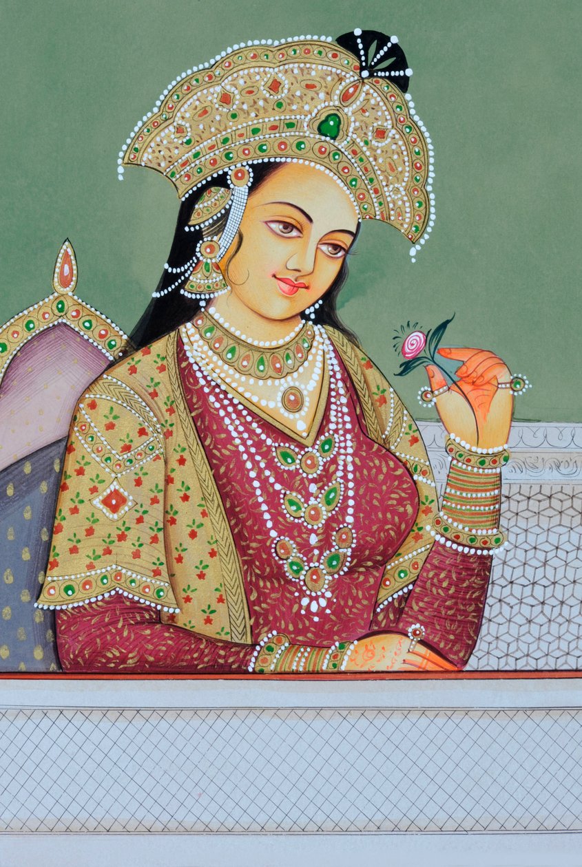 Miniaturemaleri af moguldronningen Mumtaz Mahal af School Indian
