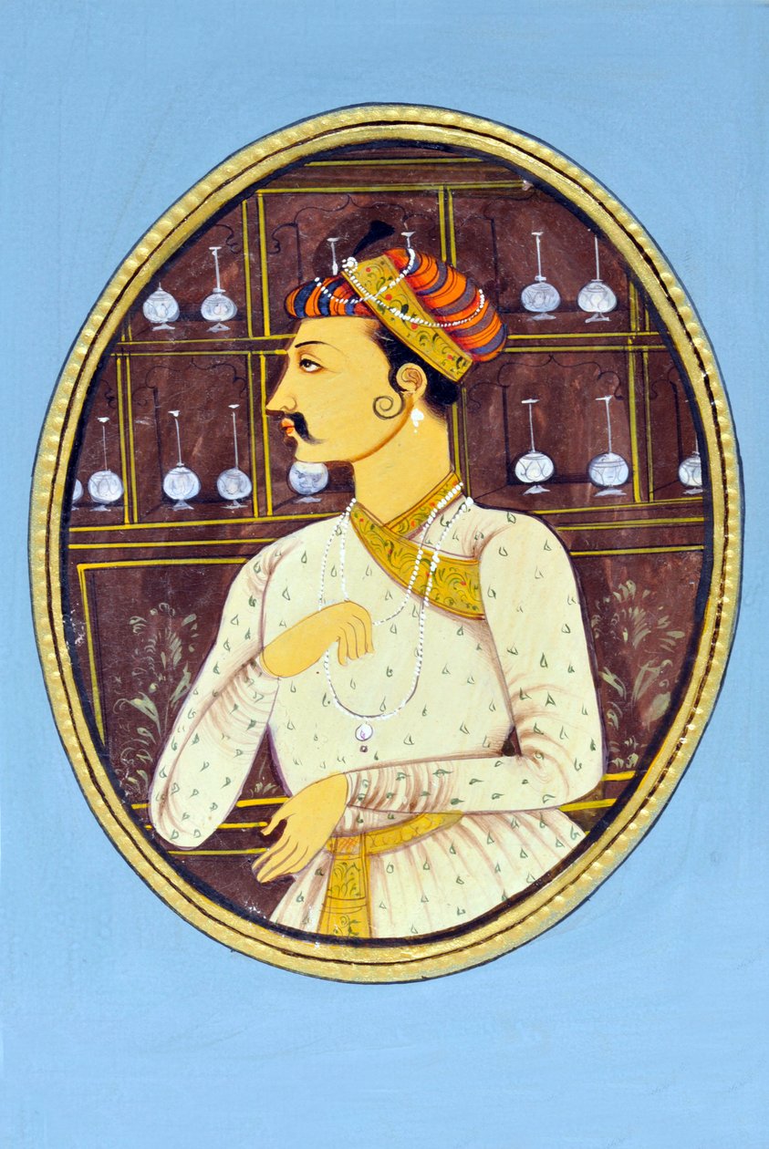 Miniaturemaleri af Mughul-kejser Akbar Indien Asien af School Indian