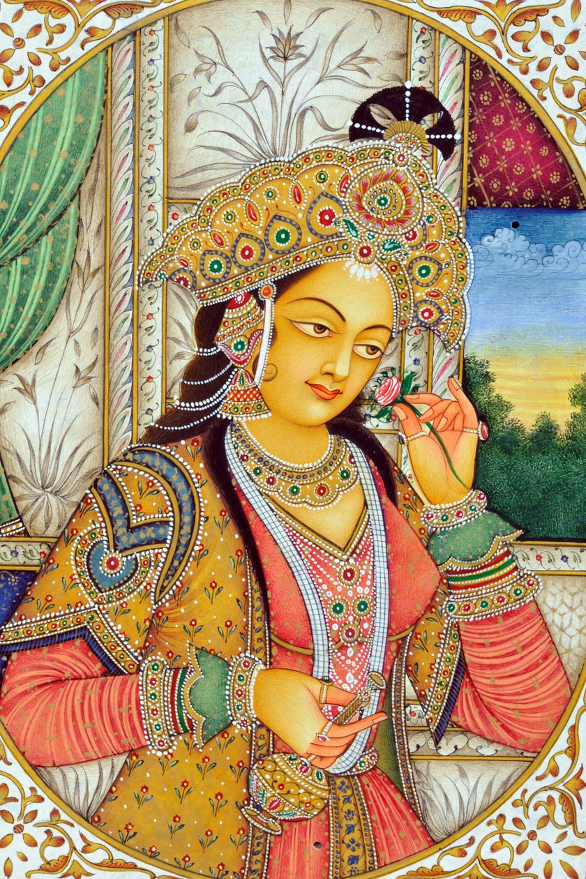 Miniaturemaleri af Mughul-dronning Mumtaj Indien Asien af School Indian