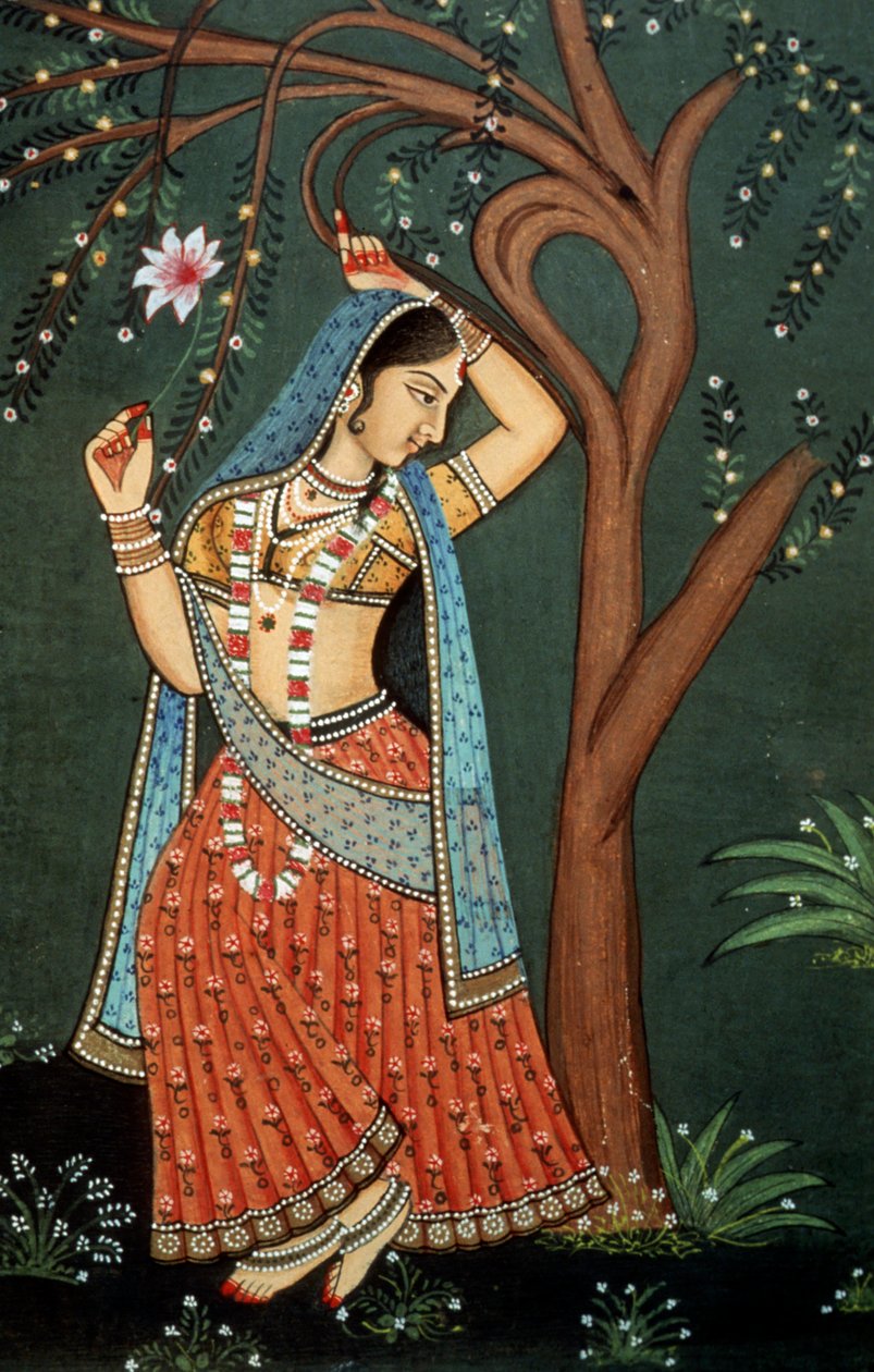 Miniaturemaleri af ung kvinde af School Indian