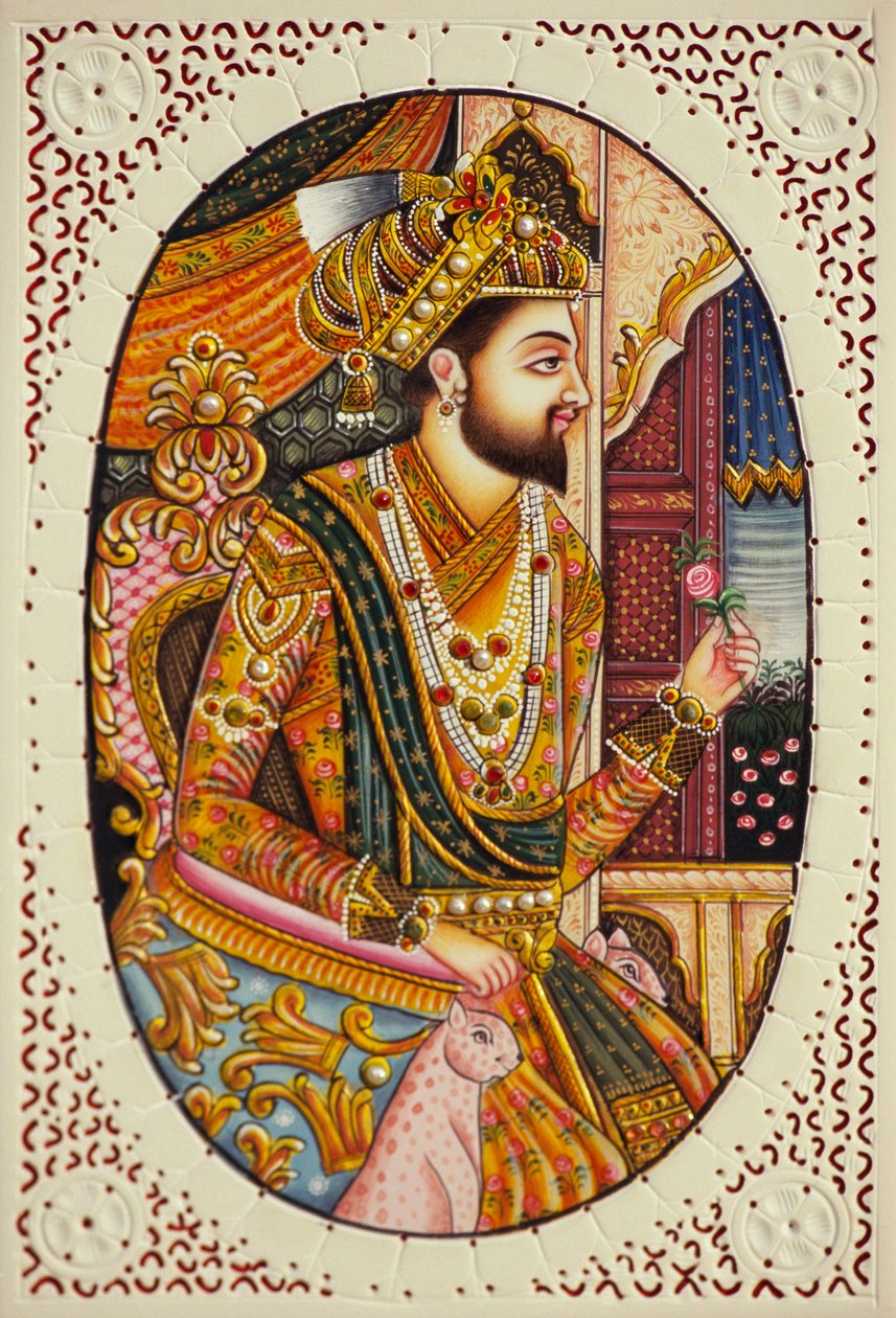 Miniaturemaleri på elfenben Mughal-kejser Shah Jahan af School Indian