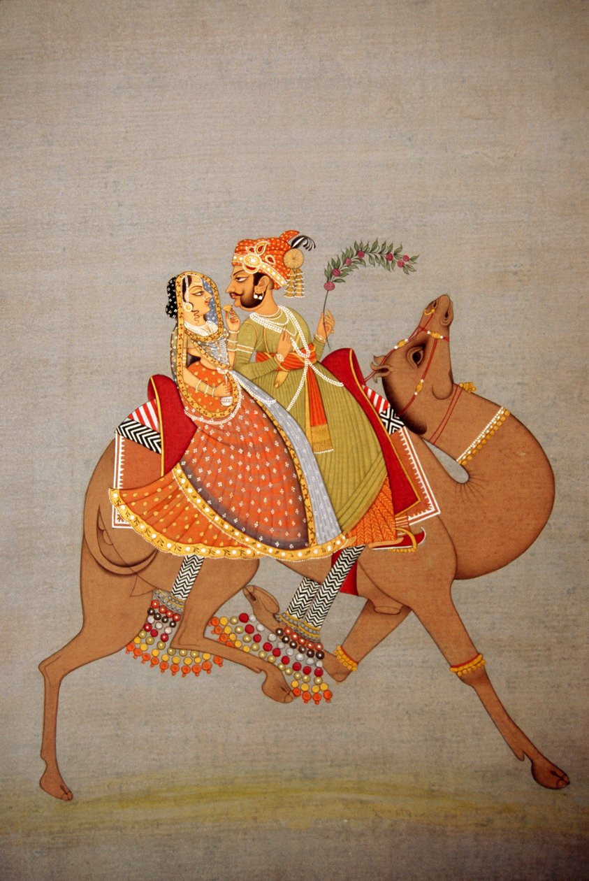 Miniaturemaleri på papir, Dhala Maru, Rajasthan, Indien af School Indian