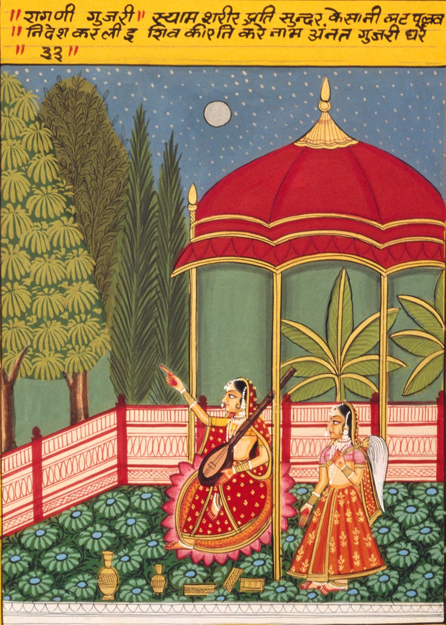 Miniaturemaleri på papir, Gujri, Nathdwara-skolen af School Indian