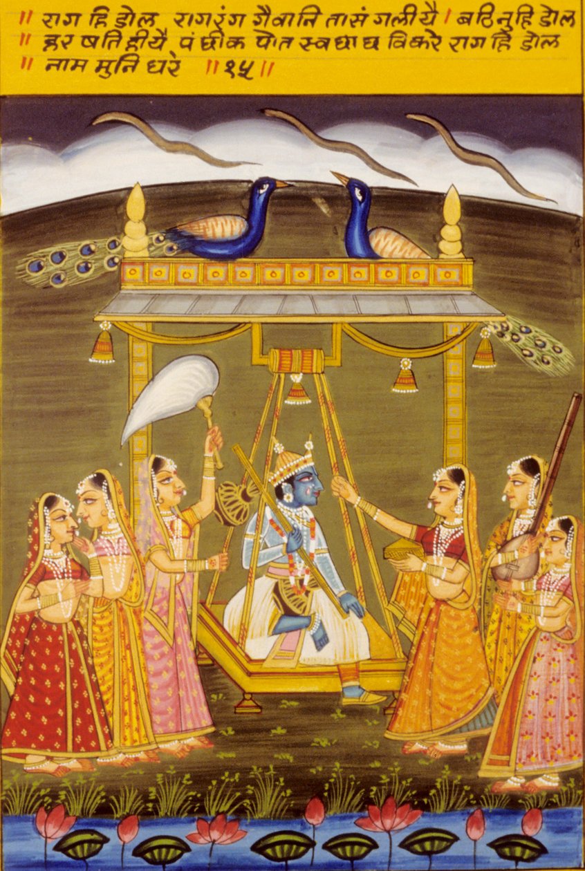 Miniaturemaleri på papir, Rag Hi Dol, Nathdwara School af School Indian