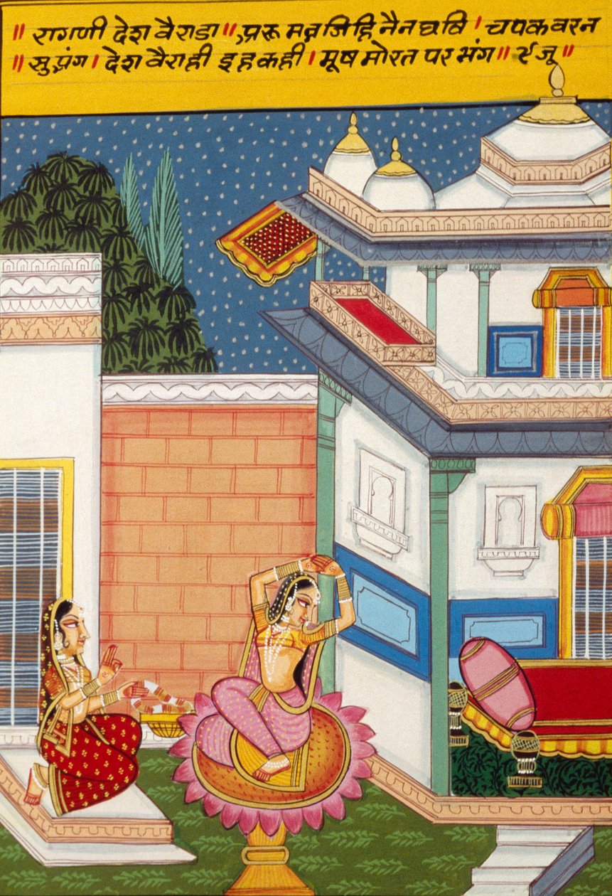 Miniaturemaleri på papir, Ragini Desh Vairada, Nathdwara-skolen af School Indian