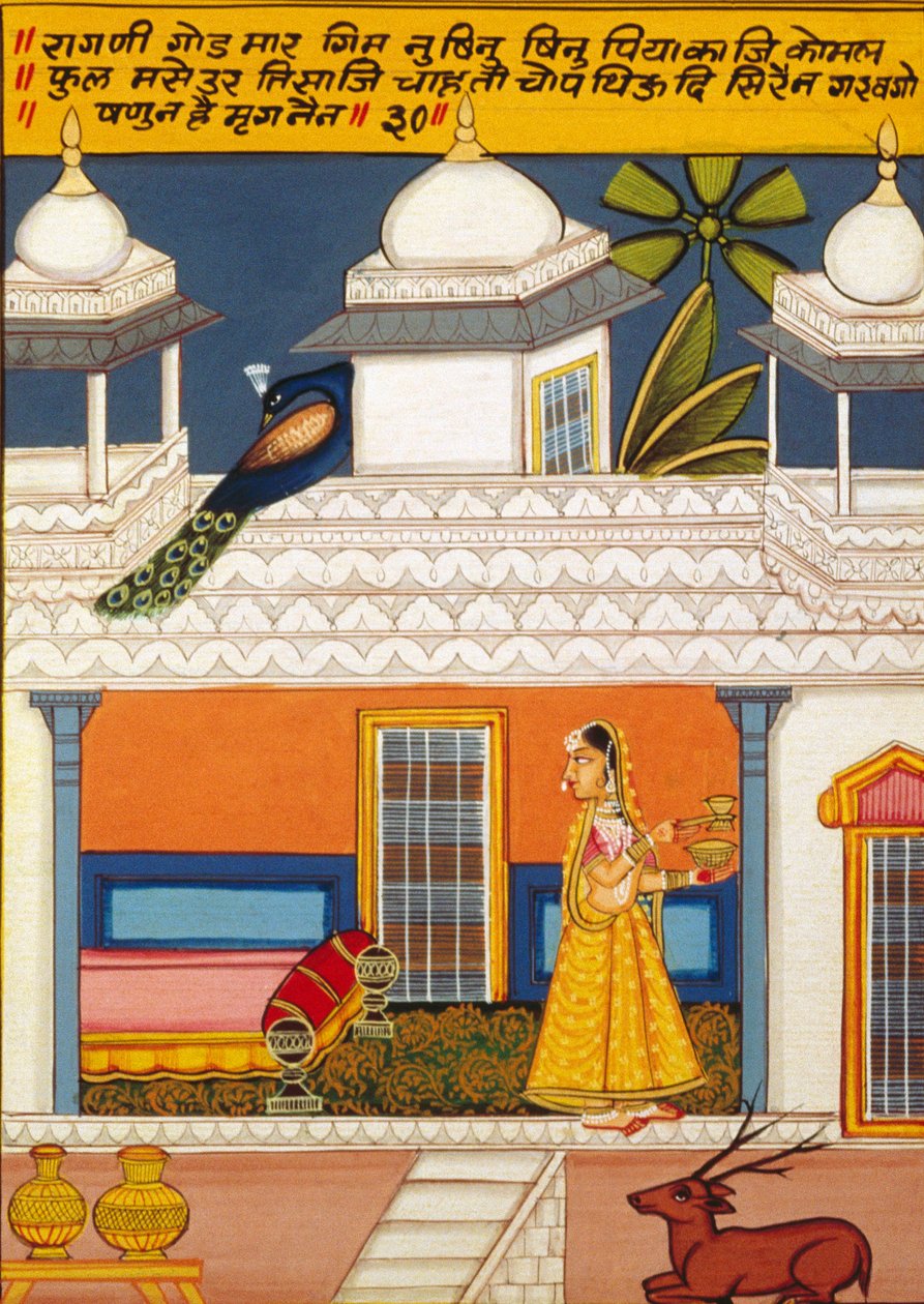 Miniaturemaleri på papir, Ragini God Mar, Nathdwara School af School Indian