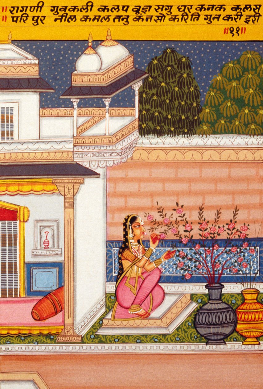 Miniaturemaleri på papir, Ragini Guwakalee, Nathdwara School af School Indian