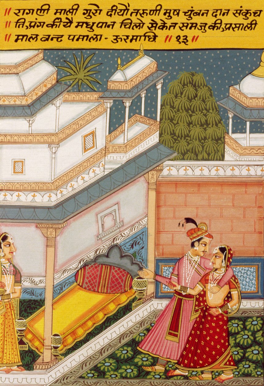 Miniaturemaleri på papir, Ragini Mali Guro, Nathdwara-skolen af School Indian