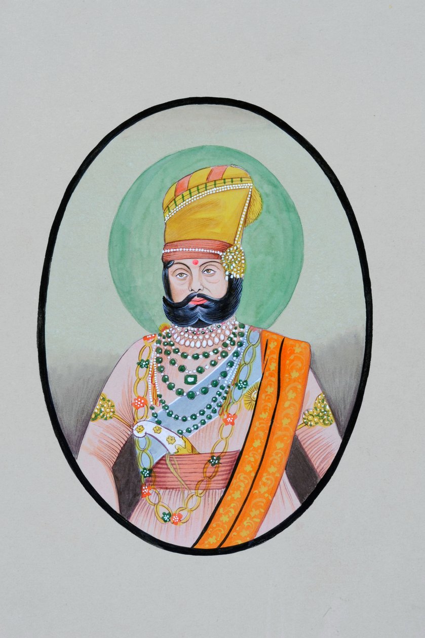 Miniaturepanting af Maharaja Jaswant Singh Jodhpur af School Indian