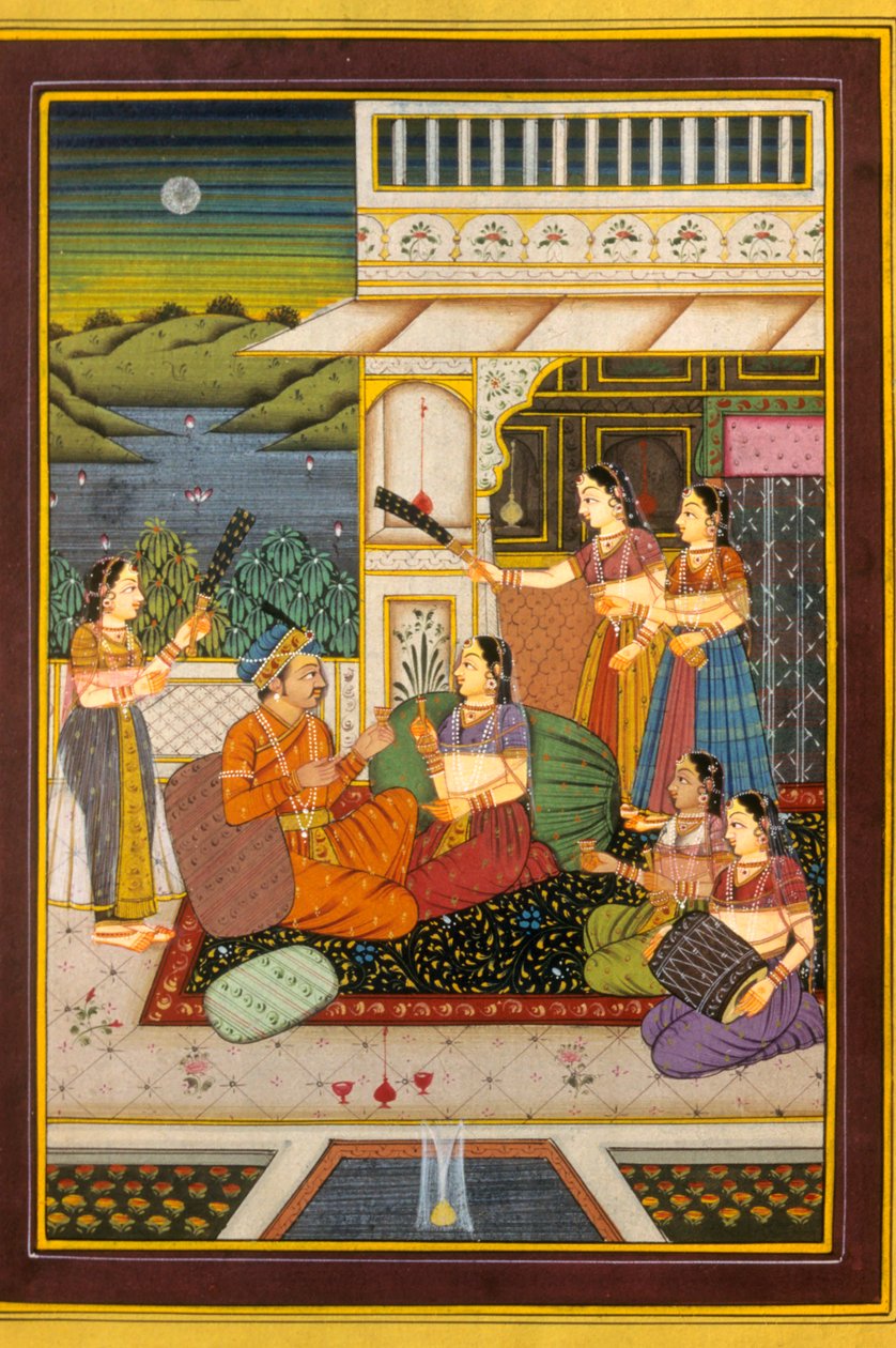 Mughul-miniaturemaleri, kærlighedsscener, Indien af School Indian