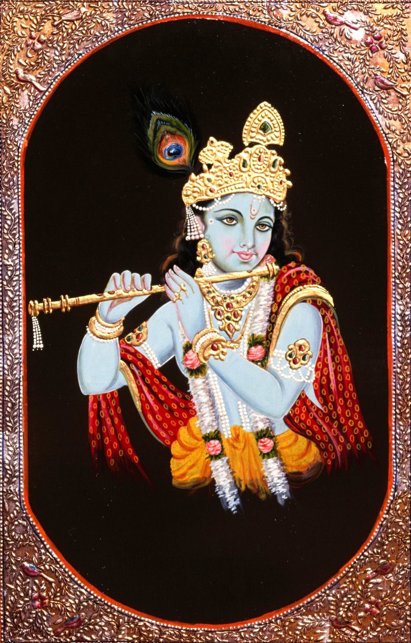 Maleri af Gud Krishna, Indien af School Indian