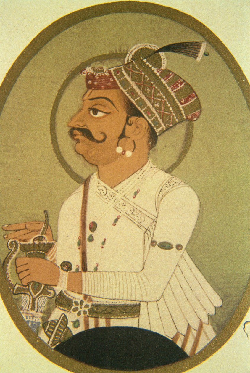 Maleri af herskeren Rao Bikhaji, Bikaner, Rajasthan, Indien af School Indian