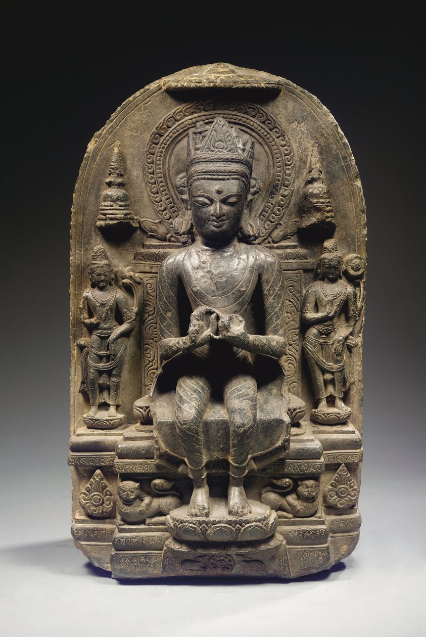 Pala stil Stele med kronet Buddha, Nordøstindien af School Indian