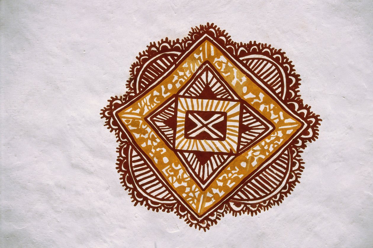 Steder, der maler Mandna ved Jawaly Kala Keuarra, Jaipur, Rajasthan af School Indian