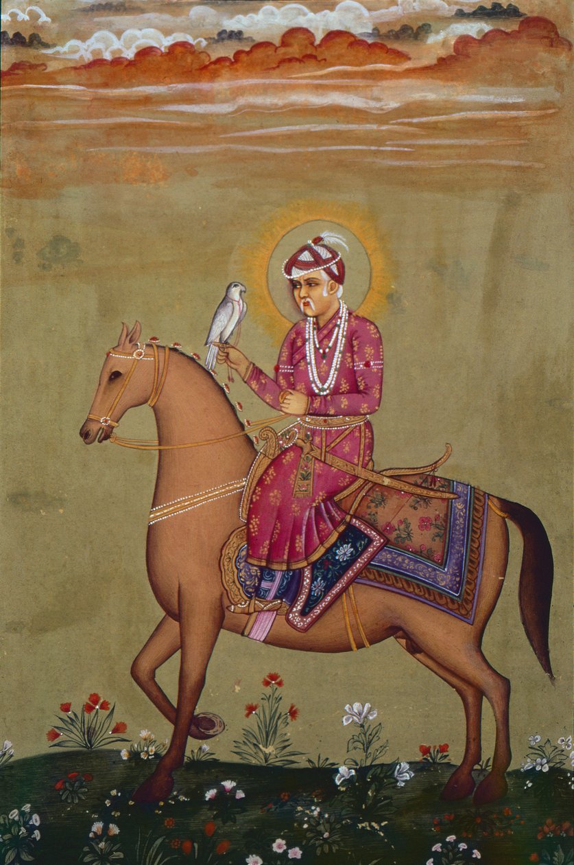 Portræt af kejser Jahangir (1569-1627) (gouache på papir) af School Indian