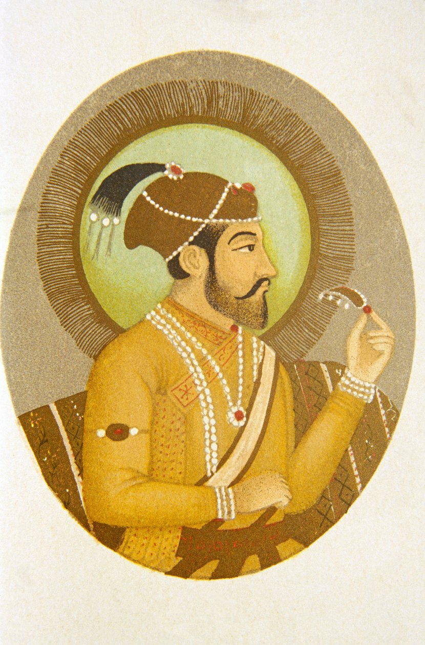 Portræt af mogul-kejser Aurangzeb, Indien af School Indian