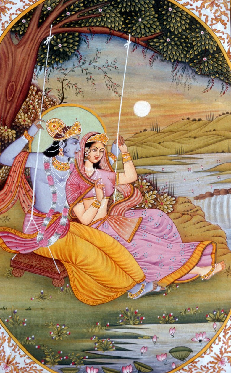 Radha Krishna-miniaturemaleri, Indien af School Indian