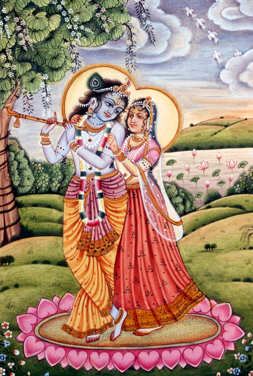 Radha Krishna-miniaturemaleri, Indien af School Indian