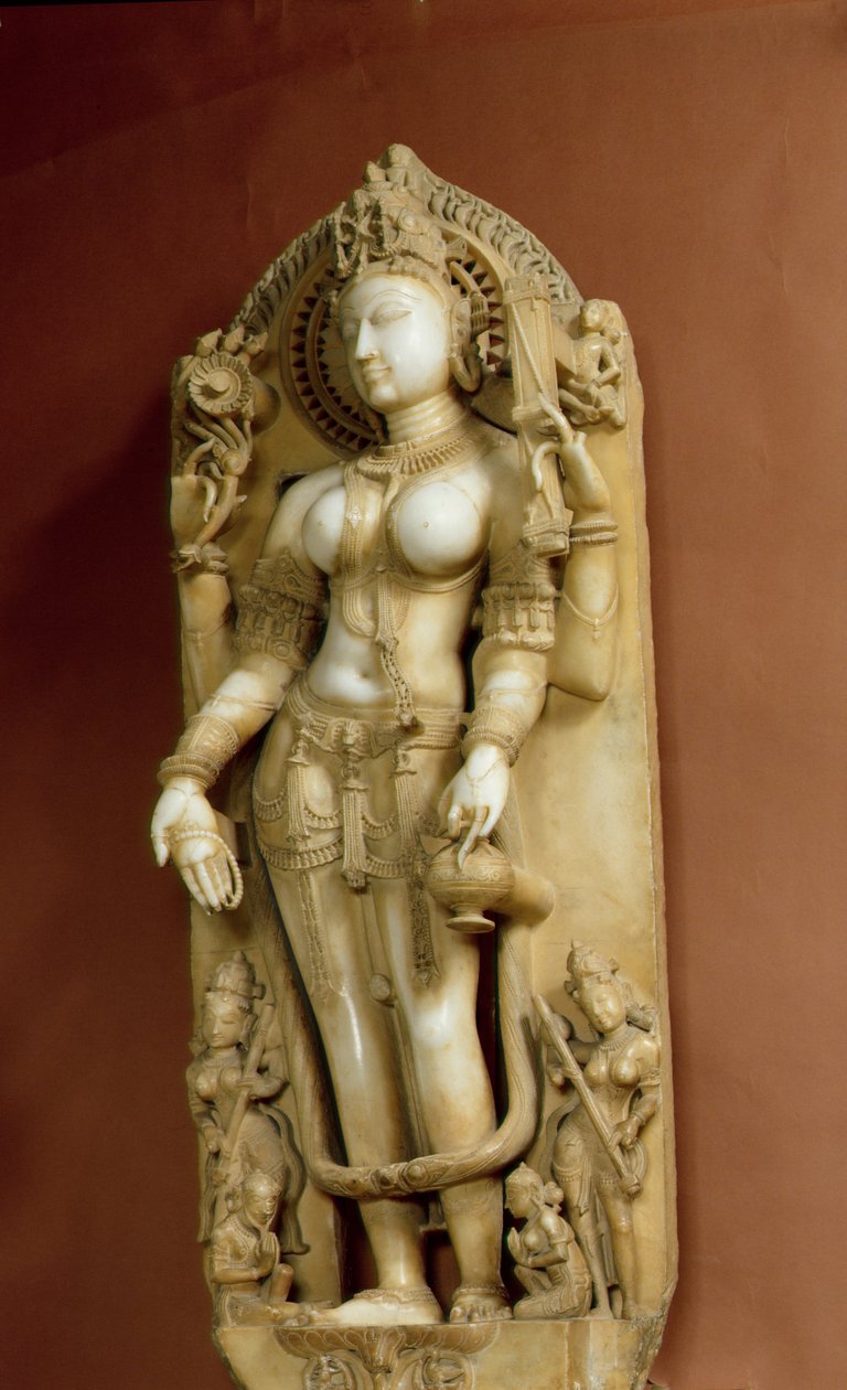 Sarasvati, lærdommens gudinde, Pallu, Rajasthan, Chauhan-dynastiet (marmor) af School Indian